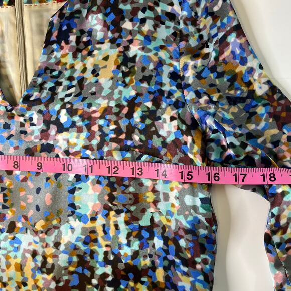 HUGO Hugo Boss Multicolor Abstract Silk Long Sleeve Sheath Dress Women Sz 2 - Picture 8 of 12